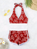 2026 Halter Sporty Bikinis Printed Swimsuit Women High Waist Shorts Swimwear Female Bathers Bathing Swimming Swim Suit Beachwear