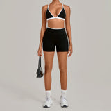 Summer Yoga Set 2Pcs Women's Tracksuit Back Cross Sports Bra Sportswear High Waist Butt-Lifting Fitness Pants Workout Top Suit