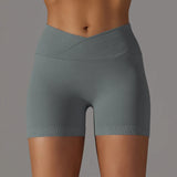 Summer V-waist peach hip lifting tight fitting three part pants, high waist yoga shorts, running speed drying seamless yoga pant