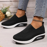 Breathable Knit Wedges Sneakers Woman Spring Autumn Slip On Platform Sport Sneakers Woman Plus Size Thick Sole Walking Shoes