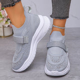 Shiny Crystal White Platform Sneakers Women Comfort Knitted Breathable Walking Shoes Woman Casual Non-Slip Sport Shoes Ladies