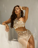 2025 Sexy Bikini With Long Skirt Women Swimsuits Female Swimwear Crochet Bathing Suit Tassels Swimming Suits Beachwear Biquini