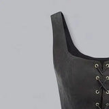 Women Vest Lace-up Strap Renaissance Vinatge Square Neck Sleeveless Medieval Slim Fit Halloween Cosplay Performance Top