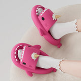 Summer Ice Cream Shark Slippers for Couples Cute Anti-Slip Thick Sole Indoor Bathroom Slides Men Women Beach Street Sandals