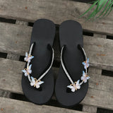 Luxury Crystal Butterfly Wedge Heel Flip Flops Women Fashion Clip Toe Thick Bottom Slippers Woman Summer Beach Non Slip Slides