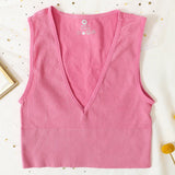 Deep V Crop Top Women Bra Top Sexy Lingere Seamless Underwear Female Tanks Top Sleeveless Fitness Top Camisole