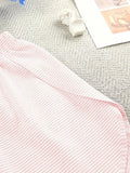 Women Striped Pajama Set 2pcs Short Sleeve Crop Top Elastic Waist Shorts Soft Summer Loungewear Home Sleepwear