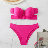 WackDaria sexy bikini set black color push-up women swimsuit swimwear women biquini maillot de bian femma black summer swimsuit