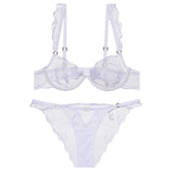 Summer French Minimizer Bra Beachwear Large Bust Pure Embroidery Lace Ultra Thin Plate Size Light Support Wirefree AU MOYISU