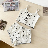 Spring slim Pajamas Homewear Set Flower Print Long-Sleeve tops and long pants sexy V-Neck Two-piece Pj Sets sleepwear Lounge