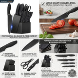 Stainless Steel Kitchen Knife Set With Block Sharpener Scissors