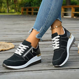 Plus Size 44 Platform Casual Sneakers for Women Lace Up Anti Slip Thick Sole Sport Shoes Woman 2026 Spring Zipper Walking Shoes