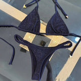 2025 Diamond Bikini Sexy Women Swimsuit Bandeau Biquini Push Up Swimwear Female Shiny Bathing Suits Floral Bodysuit Beachwear