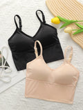 2 pieces of solid color student underwear without steel rings camisoles chest pads detachable bras seamless girl underwear B2075