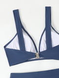 2026 High Waist Bikinis Women V-neck Swimwear Female Sexy Strappy Swimsuit Solid Bathers Bathing Swimming Swim Suit Beachwear