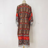 Printed Long Sleeve Crochet Knitted Cardigan Tunic Beach Cover Up Cover-ups Beach Dress Beach Wear Beachwear Female Women K7203