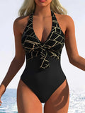 Sexy White Black Patchwork One Piece Swimsuit Women Front Bow V Neck Tummy Control Swimwear 2026 Large Size Beach Bathing Suit