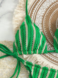 3PCS With Shorts Stripe Halter Fishnet Bikini Women Swimwear Female Swimsuit Three-pieces Bikini Set Bathing Suit Swim Beachwear