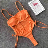 Sexy Lace Up Tummy Cut Out Monokini One Piece Swimsuit Women Swimwear Female Leopard Thong Bather Bathing Suit Swim Wear V1290