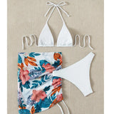 Sexy Three-piece Bikini Set Women Swimwear Swimsuit Triangle Halter Flower Print Skirt Beach Bikinis Set Bathing Suit 2026 New