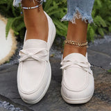 Solid Color Faux Suede Flat Shoes Women Spring Autumn Plus Size Bowknot Flats Woman Round Toe Non Slip Casual Shoes Female