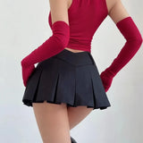 2024 Autumn Cute Aesthetic Y2k Micro Skirts High Waist Harajuku Streetwear Mini Skirt Sexy A-line V Waist Design Pleated Skirts