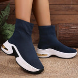 2025 Thick Bottom Knitted Ankle Boots Women Comfort Breathable Platform Sock Shoes Woman Plus Size Wedges Short Booties Mujer