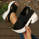 Air Mesh Microfiber  Wedge Pumps Platform New Fashion Summer Peep  Women Sandal  White Black