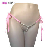 DEKA Women's Panties Swimming Open Crotchless Pearl Mini Micro Bikini Thongs G-Strings Swimsuit Briefs Exotic Lingerie Underwar