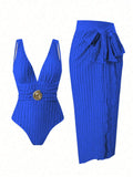 Vintage Green Deep V Neck One Piece Swimsuit 2025 Women Sexy Mesh Long Skirt Swimwear Set Beach Bathing Suit Holiday Monokini