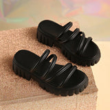 2026 Summer Chunky Platform Gladiator Sandals Women Spaghetti Strap Thick Bottom Slippers Woman Anti Slip Beach Sandles 35-43