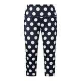 Women's Summer Low Waisted Capri Pants Slim Fit Dot Print Cropped Leggings for Casual Occasions Work