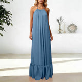 Women Fashion Oversized Dress For Womens Summer Trendy Solid Color Sleeveless Backless Dresses Beach Holiday Wear Sundress