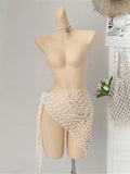 New 3D Star Hollow Out Crochet Knitted Sarong Pareo Beach Dress Beach Wear Beachwear Beach Cover Up Cover-upsFemale Women V7309