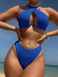 Halter Push Up Bikini 2026 Hollow Out Swimsuit Women Padded Swimwear Female Bathers Bathing Swimming Swim Suit Beachwear
