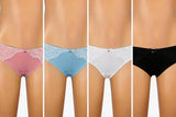Blue Sexy Striped Lace Bow Sheer Mesh Panties for Women Push Up Cheeky Underwear Daily Lingerie Intimates Gift for Wife
