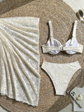 With Mesh Skirt Underwired Bra Cup Bikini Women Swimwear Female Swimsuit Three-pieces Bikini Set Bathing Suit Swim Beachwear