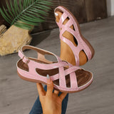 Rome Style Cross Strap Wedges Sandals Women Summer Lightweight Platform Sandles Woman Plus Size 43 Peep Toe Gladiator Sandals