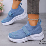 Shiny Crystal White Platform Sneakers Women Comfort Knitted Breathable Walking Shoes Woman Casual Non-Slip Sport Shoes Ladies
