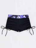 Women's Two-Piece Swimsuit Cross Strap Backless Bikini Floral Print Sports Fit Bodycon Polyester Fabric Swimming Water Sport