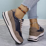 Fashion Lace Up Thick Bottom Sneakers for Women 2025 Zipper Decor Platform Sneakers Shoes Woman Non Slip Plus Size Sports Shoes