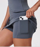 Tennis Suit Set Yoga Set Casual Outdoor Bra Golf Short Skirt Anti-light Running Pocket Fitness Suit Breathable Sports Tank Top
