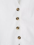 Foridol White Cotton Linen Long Pants Set Sleeveless Vest Pants Suit Office Lay Autumn Summer Wide Leg Casual Fashion Set Outfit