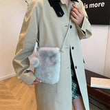 Fashionable Plush Shoulder Bag Large Capacity Soft Crossbody Bag Solid Color Travel Bag Women's Mini Crossbody Phone Bag