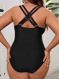 2026 Mesh Swimsuit Women One Piece Black Strappy Large Plus Big Size Swimwear Female Bathers Bathing Swimming Swim Suit 0XL-5XL