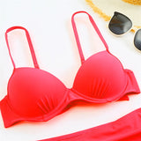 Push Up Bikinis 2026 Women High Waist Swimsuit Solid Strappy Swimwear Female Summer Beachwear Swimming Bathing Swim Suit