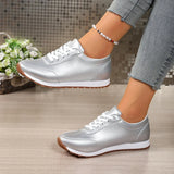 Fashion Gold Silver Platform Sneakers Women Spring Autumn Lace Up Plus Size Casual Sneakers Woman Comfort Non Slip Sport Shoes