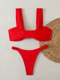 Strappy Bandeau Thong Bikinis 2026 Women Sexy Swimsuit Solid Brazilian Swimwear Female Bathers Bathing Swimming Swim Suit