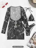 3 Pieces Halter Bikini 2026 & Drawstring Ring Link Beach Skirt Women Swimsuit Sexy Swimwear Female Bathers Bathing Swimming Suit