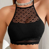Women's Sexy Camisoles Backless Tanks Lace Mesh Brassiere Female Ribbed Women Bras Fashion Breathable Women Underwear Lingerie